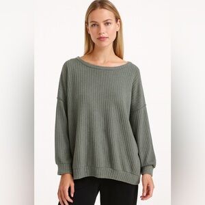 Lovely J Sage Green Ribbed Sparkle Oversized Sweater Cozy Winter Size Lg